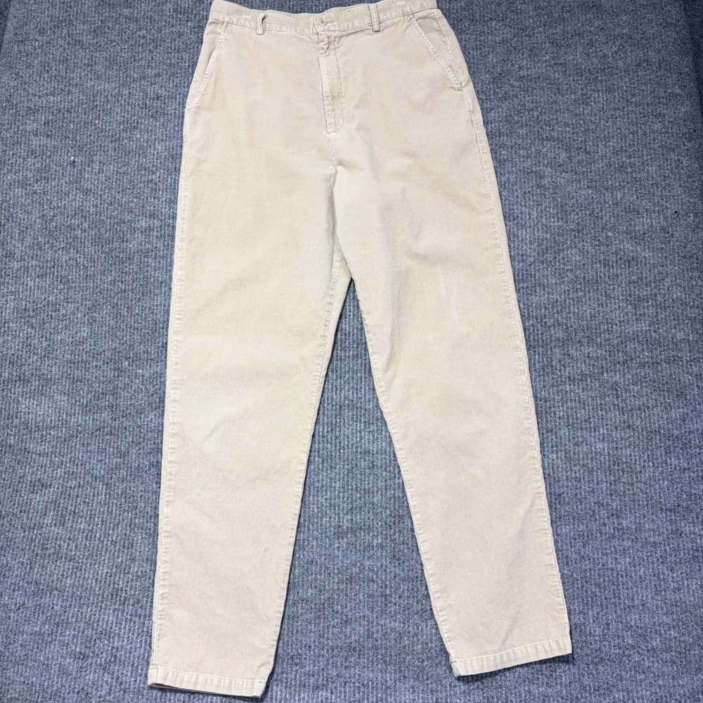 Eddie Bauer Corduroy Pants Womens 16 Tall Beige Tan Straight Leg Cotton HighRise